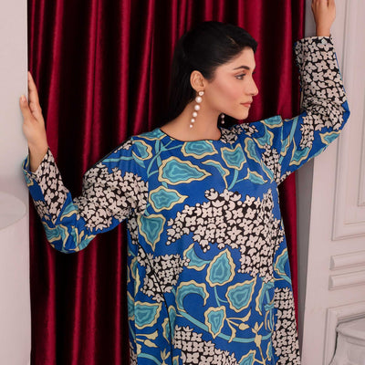 1 Piece Ready To Wear Blue Viscose Shirt - ZN-41 - ZAINOOR