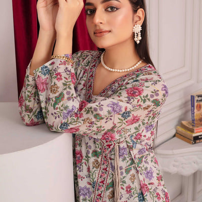 2 Piece Ready To Wear Beige Lawn Suit - ZN-35 - ZAINOOR