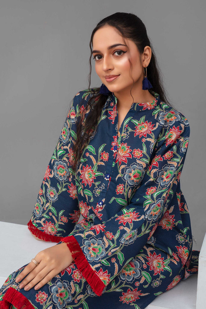 2 Piece Ready To Wear Blue Floral Cotton Suit - ZN-73 - ZAINOOR