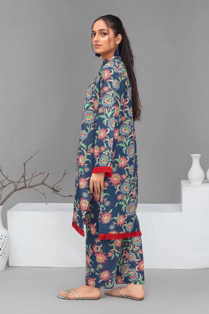 2 Piece Ready To Wear Blue Floral Cotton Suit - ZN-73 - ZAINOOR