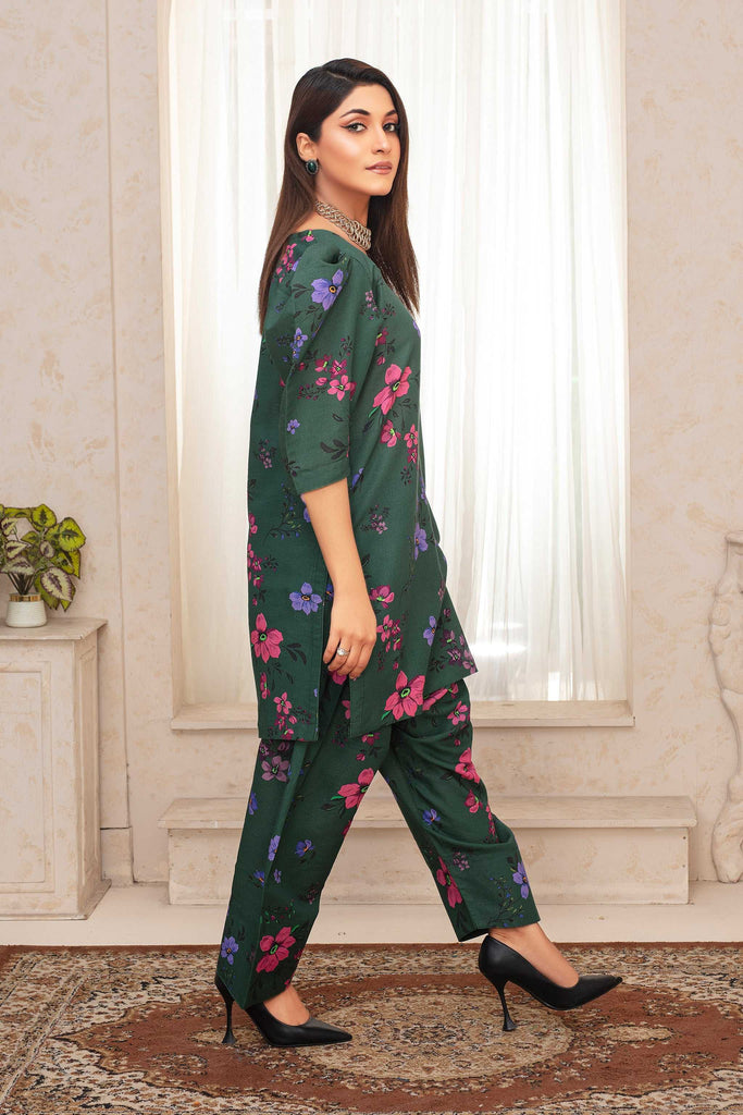 2 Piece Ready To Wear Bottle Green Cotton Suit - ZN-10 - ZAINOOR